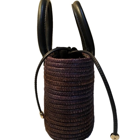 Cesta Collective Jute Rafia Mini Top Handle Handbag Black Brown - Picture 3 of 13